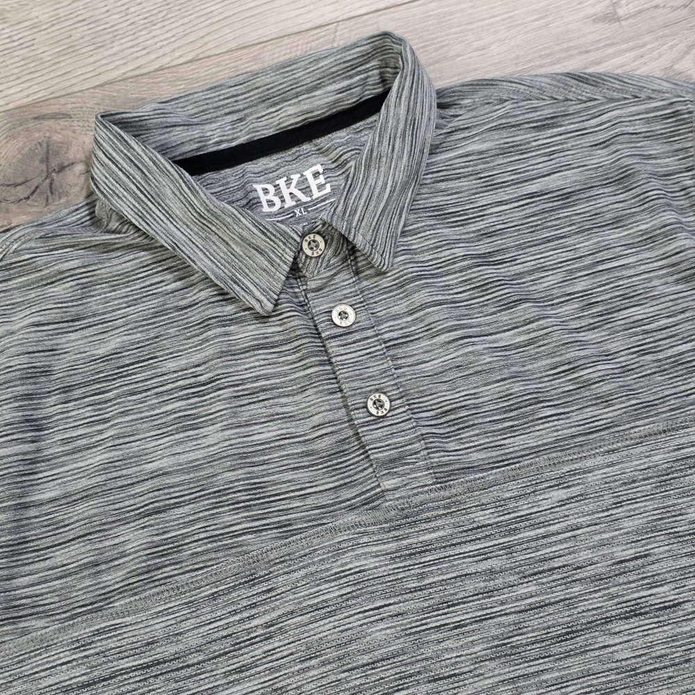 BKE Buckle Men's Polo Shirt Size XL Stretch Gray Striped NWOT